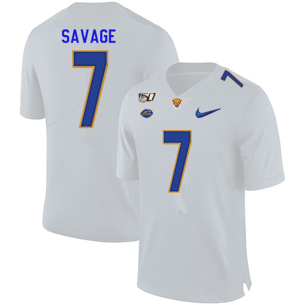 2019 Men #7 Tom Savage Pitt Panthers College Football Jerseys Sale-White